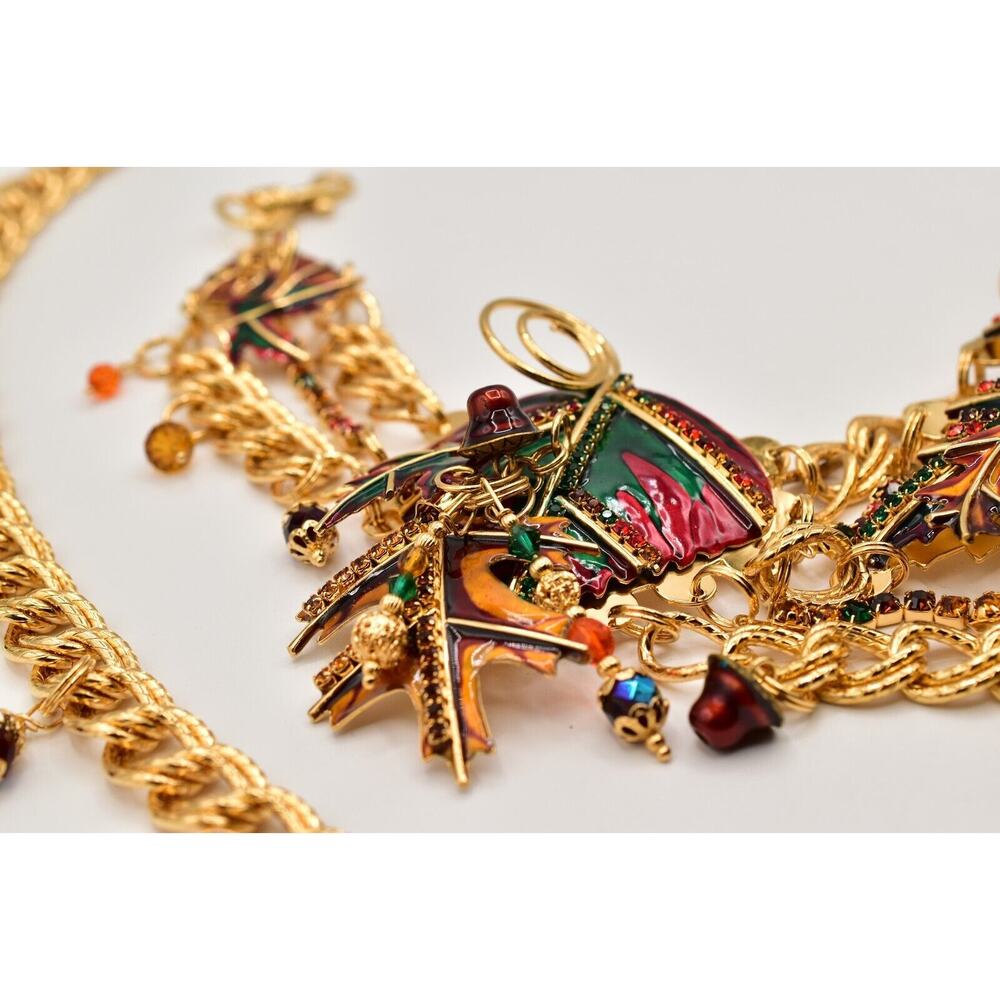 Lunch At The Ritz Autumn Fall Belt Chain Rhinestone Crystal Maple Leaf RARE - Picture 11 of 16